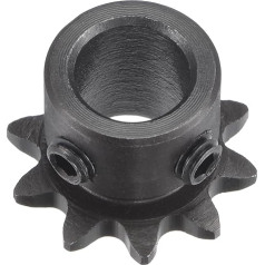 kartes sprocket ar 10 zobiem B tipa viena stieņa 1/4 collas slīpuma 10 mm urbuma melnais oksīds oglekļa tērauds C45 ar 2 regulēšanas skrūvēm ISO 04C sistēmai