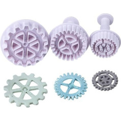 LANCHEN Gear Shape Cookie Stamp Retro Mehāniskais zobrats griešanas Die Spring Shape Plastmasas Fondant Cake Dekorēšana cepšanas veidnes