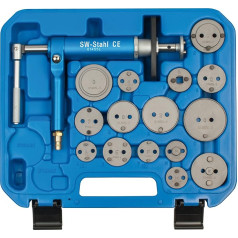 SW-Stahl 01465L Universāls bremžu virzuļu pārpakošanas rīks, 16 gabali, bremžu virzuļu pārpakošanas rīks, ar saspiestā gaisa vārpstu, labās un kreisās puses rotējošiem bremžu virzuļiem
