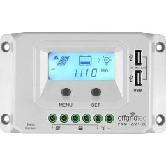 Offgridtec® PWM Pro lādēšanas kontrolieru sērija 12V / 24V, 10A - 45A ar izvēles temperatūras sensoru, 20A