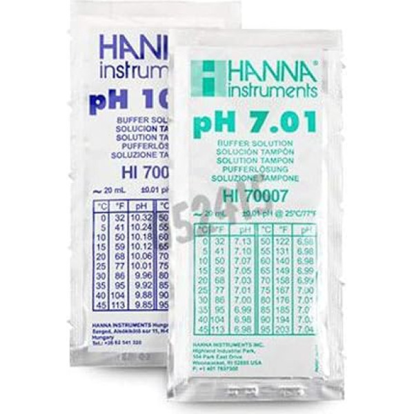 Hanna Instruments HI770710P Step Bag šķīdums, pH 7,01 līdz 10,01, 20 ml