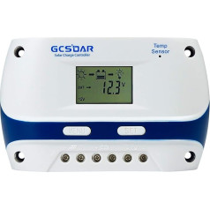 GCSOAR Saules uzlādes kontrolieris 20A 12V 24V Auto darbs PWM saules paneļu uzlādes kontrolieris Regulējami LCD displeja parametri Darbs svina, gela (AGM), applūstošā tipa (PWM 20A)