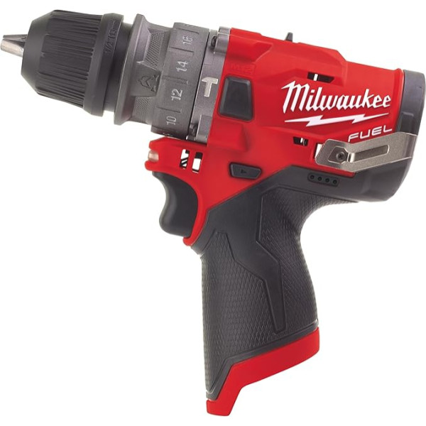 Milwaukee 13477619 4933464135 Compact Hammer Drill, 12 V degvielas tehnoloģija, tikai ar urbi, bez akumulatora, 12 V, melns-arkans