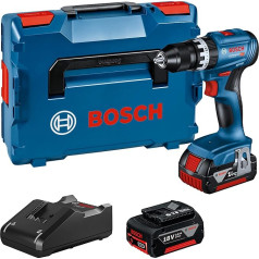 Bosch Professional 18V sistēmas akumulatora padeves ierīce GSB 18V-45 (Drehzahl 1.900 min-¹, 2x 3,0-Ah-Akku, GAL 18V-40, L-BOXX)