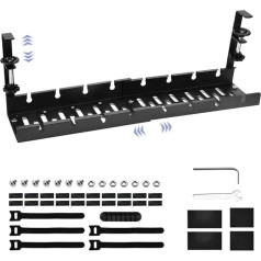 Hekobag Kabeļu vadu rakstāmgalds bez urbšanas Kabeļu vadības rakstāmgalds melns Kabeļu grozs zem galda Kabeļu paplāte izvelkams 28-55 cm Kabeļu organizators bez urbšanas Kabeļu turētājs birojam Mājas