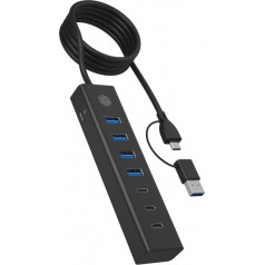 Centrmezgls ib-hub1737-c3 7-port usb 3.2 gen 1, 3x usb tipa c., 4x usb tipa a.