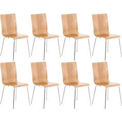 CLP Pepe Waiting Room Chairs with Ergonomically Shaped Wooden Seat and Metal Frame, 8 x Conference Chairs Available, Colour: Oak