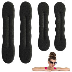 Rowwait Matu veidotājs 4 Pack Black Magic Bun Matu pušķis Matu piederumi putas Simple Perfect Bun Tool Matu stila piederumi meitenēm un sievietēm (2 izmēri)