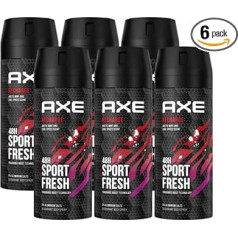 AXE Ķermeņa aerosols Recharge Sport Fresh, 6 x 150 ml, Vīriešu dezodorants bez alumīnija, dezodorants-smiders vīriešiem