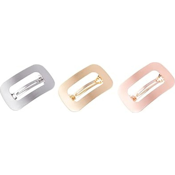 Lurrose Franču matu klipi Spalvu matu klips Hollow Duck Bill Vienkārša galvas rotaļlieta Ģeometriskās spalvu matu klipi Matu aksesuāri Pack of 3 Gold/Silver/Rose Gold