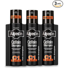 Alpecin Kofeīna šampūns C1 Black Edition - 3 x 250 ml - ar jaunu aromātu | Dabīga matu augšana vīriešiem | Enerģija spēcīgiem matiem | Matu kopšanas līdzekļi vīriešiem - Ražots Vācijā