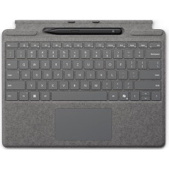 Microsoft Surface Pro tastatūra ar Surface Slim Pen | Platinum | QWERTZ | Saderīga ar Surface Pro Copilot+ PC (11. izdevums), Surface Pro 9 un Surface Pro 8