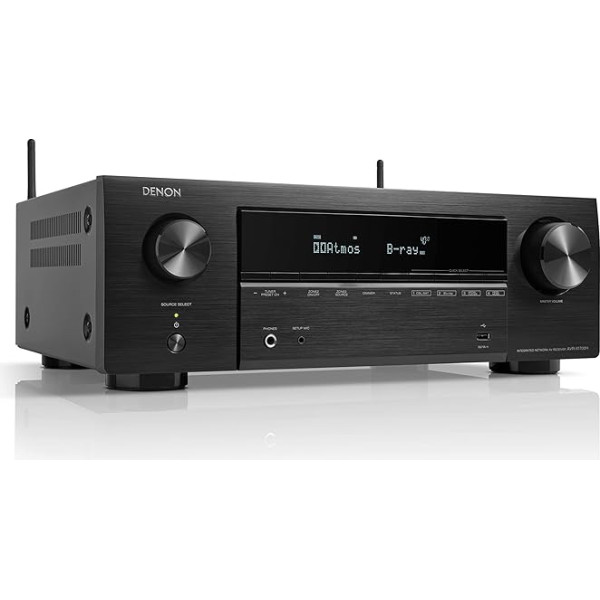 Denon AVR-X1700H 7.2 kanālu AV uztvērējs, Hifi pastiprinātājs ar Dolby Atmos, DTS:X, 6 HDMI ievadi un 1 izeja, 8K HDMI, Bluetooth, WiFi, AirPlay 2, HEOS Multiroom, saderīgs ar Alexa