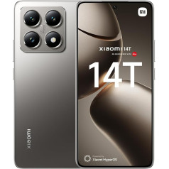 Xiaomi 14T, 5G viedtālrunis, 12+256GB Handy ohne Vertrag, 144 Hz 6,67'' AI displejs, Leica kamera, MediaTek Dimensity 8300-Ultra, 5000 mAh, 67 W HyperCharge, Dual-SIM, Titanium