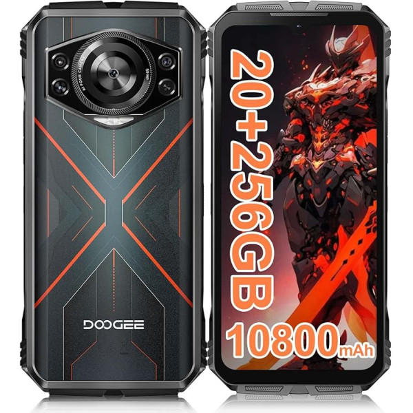 DOOGEE Scyber Āra mobilais tālrunis bez līguma Android 14 20GB (8+12)/256GB, 10800mAh, 50MP + 16MP Āra viedtālrunis 6,6 collu FHD+ Octa-Core IP68 ūdensizturīgs būvlaukuma mobilais tālrunis 4G