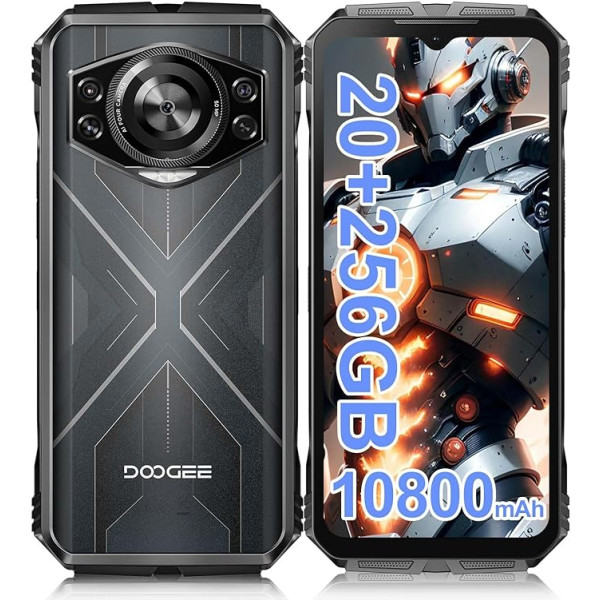 DOOGEE Scyber Āra mobilais tālrunis bez līguma Android 14 20GB (8+12)/256GB, 10800mAh, 50MP + 16MP Āra viedtālrunis 6,6 collu FHD+ Octa-Core IP68 ūdensizturīgs būvlaukuma mobilais tālrunis 4G