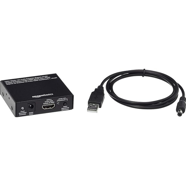 Amazon Basics - Audio ekstraktoru pārveidotājs, HDMI uz HDMI + audio (SPDIF + RCA Stereo)