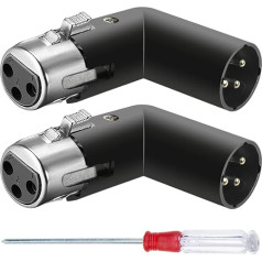 Xiatiaosann XLR 3 pin vīriešu leņķa adapteris Dual Male un Female 90 grādu regulējams miksēšanas pults mikrofonu audio iekārtām 4 dažādi leņķi Labais kreisais ligzda Metāls 2 iepakojums