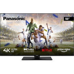 Panasonic TX-50MX600E, 50 collu 4K Ultra HD LED Smart TV, augsta dinamiskā diapazona (HDR), Linux TV, Dolby Atmos un Dolby Vision, Google Assistant un Amazon Alexa atbalsts, Bluetooth, melns