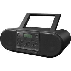 Panasonic RX-D552E-K CD Boom Box Digitālais radio DAB+, FM, CD atskaņotājs, USB, Bluetooth, darbojas no elektrotīkla un akumulatora, melns