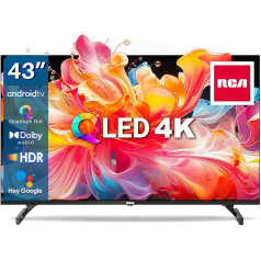 RCA QLED 4K Smart TV 43 collu (TV 109 cm) UHD, HDR, bezrāmju, Play Store (10000+ aplikāciju), balss palīgs, WiFi 2.4G/5G