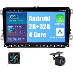 Kovanda Android auto radio VW Golf 5 6 Touran Tiguan Skoda Caddy Amarok, 9 collu skārienjūtīgais ekrāns Double DIN radio ar atpakaļgaitas kameru Wireless Carplay un Android Car Bluetooth DSP 2+32GB