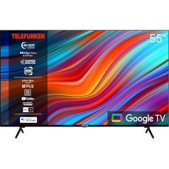 Telefunken Google TV 55 collu televizors (4K UHD Smart TV, HDR Dolby Vision, trīskāršs uztvērējs, Dolby Atmos, HD+, 6 mēneši komplektā) XU55GA660S