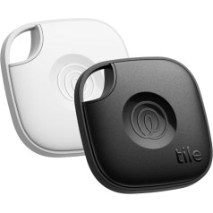 Tile by Life360 Mate (2024) - Bluetooth meklētājs, atslēgu un priekšmetu meklētājs atslēgām, somām un citiem priekšmetiem. Tālruņa meklētājs. iOS un Android saderīgs. Tālruņa meklētājs. 2 iepakojumi (melns/balts)