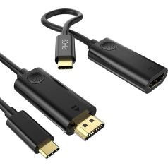 USB C- HDMI kabelis + adapteris, 4K [pret traucējumiem, ar zeltītu pārklājumu], 6 pēdas, C tipa HDMI kabelis Thunderbolt 3/4, saderīgs ar MacBook Pro/Air, iMac, iPad Pro, Galaxy S20, Surface, Dell, HP