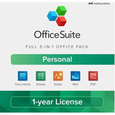 OfficeSuite Personal - 1 gada licence - dokumenti, lapas, diapozitīvi, PDF, pasts un kalendārs operētājsistēmai Windows 1 Windows un 2 mobilajām ierīcēm