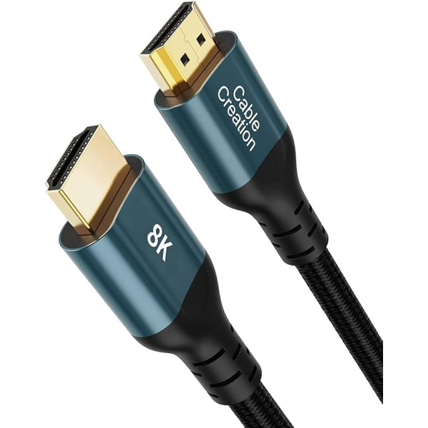 CableCreation HDMI 2.1 8K/4K kabelis 3 m HDMI kabelis 8K @ 60Hz/4K @ 120Hz 48Gbps, Ultra HD, HDCP 2,2,4:4:4, eARC, ātrgaitas ar Ethernet, saderīgs ar PS5/4/3, Xbox X Series X, projektoru monitoru, televizoru