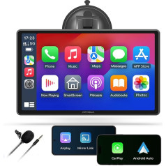 APHQUA Carplay ekrāns automašīnai, 9 collu bezvadu A-pple Carplay un Android autoradio pārnēsājamais auto atskaņošanas skārienekrāns ar GPS navigāciju/spoguļa saiti/Bluetooth/FM/AUX/USB (A98RC)