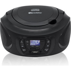 Roadstar CDR-375D+/BK Portatīvais radio CD atskaņotājs, atskaņotājs CD-MP3, CD-R, CD-RW, radio DAB/DAB+/FM, USB, AUX-IN, stereo, tālvadības pults, austiņu izeja, melns