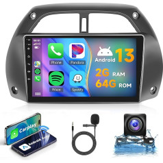 2G + 64G bezvadu Carplay Android 13 Auto radio 2 DIN Toyota RAV4 2001-2006 ar Android auto navigāciju GPS WiFi 9 collu auto radio ar Mirror Link Bluetooth FM/RDS radio DAB/OBD/DVR/EQ/SWC aizmugurējais