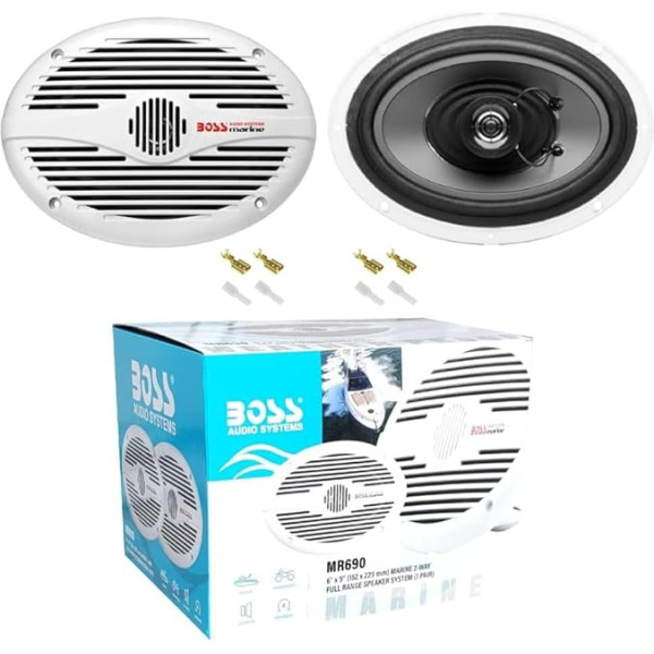 2 Marine Audio Systems MR690 Oval skaļruņi 2 Way 6 x 9 15 x 23 cm 175 W RMS 350 W Max 4 Ohm Ūdensizturīgs Jūras peldbaseins Laiva Viesnīca Par pāri + Bezmaksas Faston