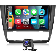 CAMECHO 2+64G Android 13 Carplay Android auto radio ar HiFi skaņu BMW 1. sērijas E81 E82 E87 E88 2008-2012, HD 9 collu 2.5D skārienekrāns ar GPS WiFi BT BT USB FM RDS radio + AHD aizmugures skata kamera (Auto