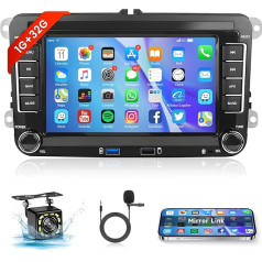 1G + 32G Android 13 Auto radio VW Golf 5 6 Passat Polo Tiguan Touran Caddy Skoda Seat ar GPS navigāciju WiFi 7 collu auto radio ar spoguļa saiti Bluetooth FM/RDS/DAB+/USB/OBD2/DVR/SWC atpakaļgaitas sistēma