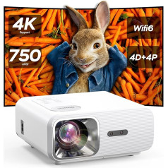 AI automātiskā fokusēšana / automātiskais 4D trapeces leņķis: Projektors 4K, WiFi6, Bluetooth, 28000 lūmenu, Full HD, 1080P, Jimveo 4K, projektors, atbalsts, tālummaiņas funkcija, mājas kino ar izvairīšanos no objektiem [Displeja regulēšana