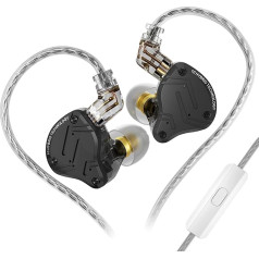 KZ ZS10 PRO X KZ In-Ear Monitor austiņas, 1DD 4BA IEM austiņas, vadu HiFi austiņas IEM ar sakausējuma aizsargplāksnīti, noņemams 0,75 mm 2-pin kabelis audiofilam (melnas, ar mikro)