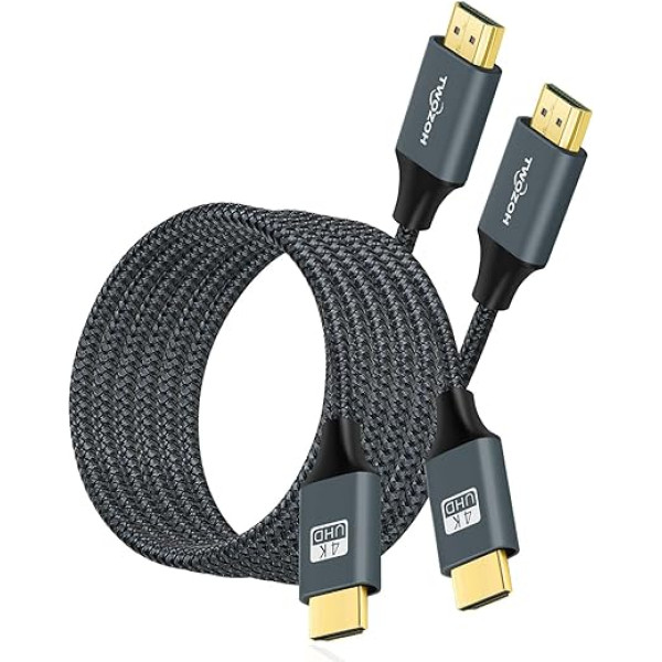 Twozoh 4K HDMI kabelis 3M, neilona pīts, ātrgaitas HDMI kabelis ar HDMI atbalsta 18 Gbps 3D/4K @ 60Hz/2160P/1080P