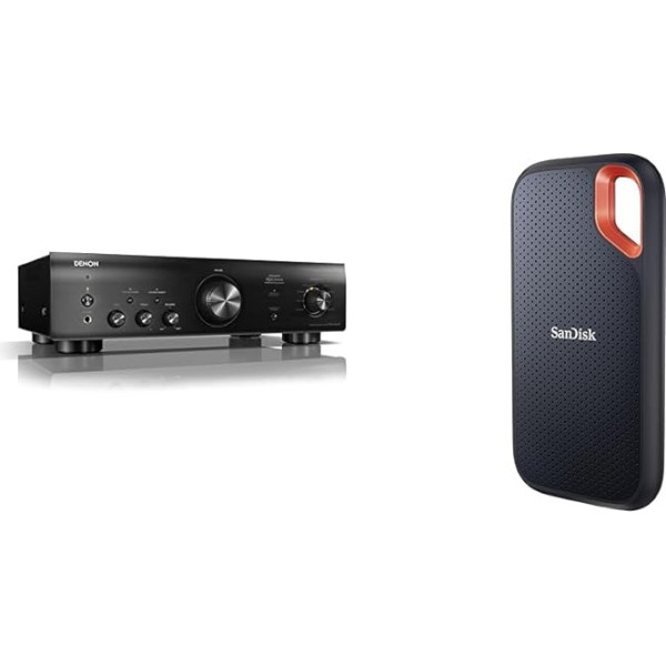 Denon PMA-600NE pilns pastiprinātājs ar 70 W uz kanālu un Bluetooth & SanDisk Extreme Portable SSD 2 TB melns