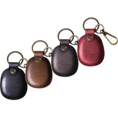 Apple AirTag piekariņš, Airtags atslēgu piekariņš no dabīgas ādas, slēpts futrālis Air Tag [Pack of 4 Coffee Brown + Dark Brown + Black + Red]