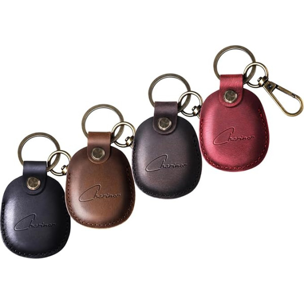 Apple AirTag piekariņš, Airtags atslēgu piekariņš no dabīgas ādas, slēpts futrālis Air Tag [Pack of 4 Coffee Brown + Dark Brown + Black + Red]