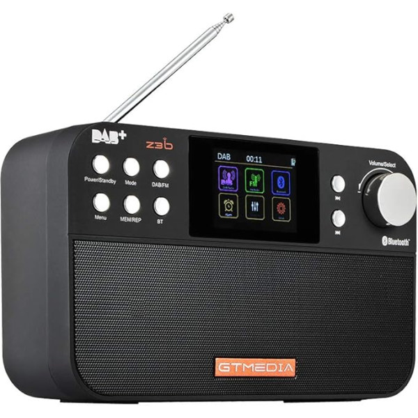 Portatīvais radio DAB/DAB+/FM RDS digitālais radio Bluetooth 2.1 skaļruņa modinātājs modinātājs Snooze Sleep Timer 2,4 collu LCD krāsu displejs