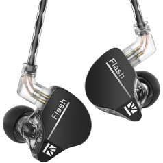 keephifi Kbear IEM Flash 1BA+1DD IEM austiņas HiFi In-Ear Monitor, In-Ear monitori ar CNC vāku, dinamiskais draiveris 10 mm, noņemams kabelis (melns, bez mikro)