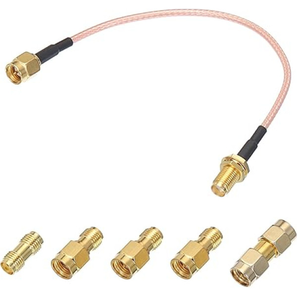 sourcing map RG316 Koaxialkabel, SMA-Stecker auf SMA-Buchse mit Adapter, verlustarmes RF-Koaxialkabel, 1,5 m, Orange, 1 Stück