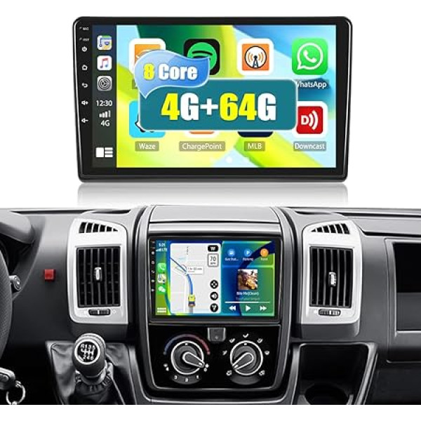 4G + 64G 8Core CAMECHO Android 13 auto radio Fiat Ducato/Peugeot Boxer/Citroen Jumper ar navigācijas sistēmu Carplay Android Car, 9 collu ekrāns Double DIN auto radio ar Bluetooth RDS 32EQ DSP Mirror Link