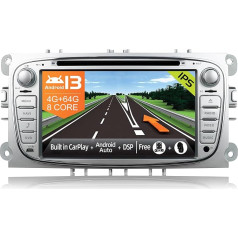 JOYX Android 13 Auto radio piemērots Ford Focus/Mondeo/S-Max/C-Max/Galaxy- [4G+64G] - [Iebūvēts DSP + Carplay + Android Car] - LED kamera Canbus Free - Vadības stūres rats 4G WiFi DAB Bluetooth