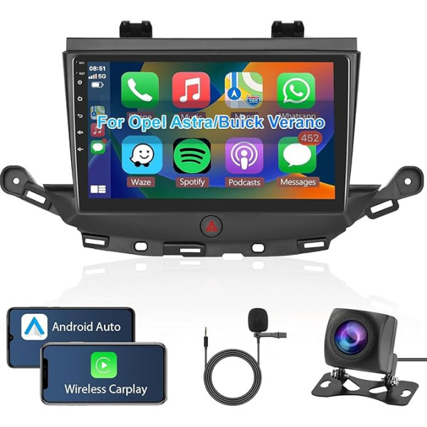 Hodozzy Android auto radio priekš Opel Astra 2015-2019/for Buick Verano 2016 Carplay Wireless Android Car, Radio 9