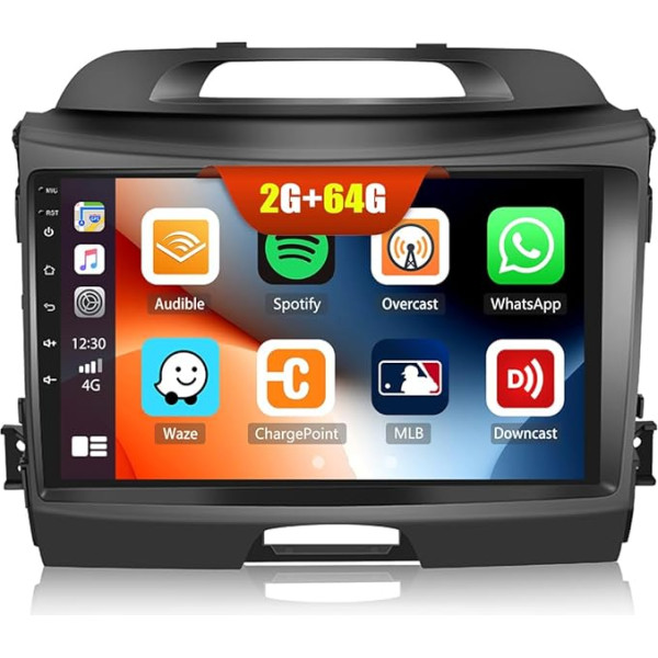 2G + 64G CAMECHO Android 13 auto radio Kia Sportage 3 III SL 2010-2016 ar navigācijas sistēmu Carplay Android Car, Double DIN auto radio ar 9 collu ekrānu Bluetooth RDS/FM MirrorLink